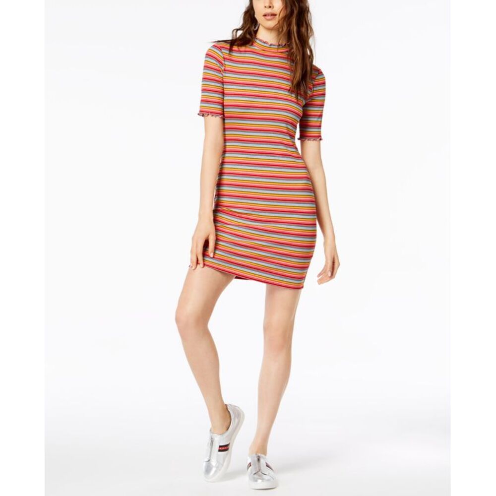 Socialite Striped Mock Neck Bodycon Dress